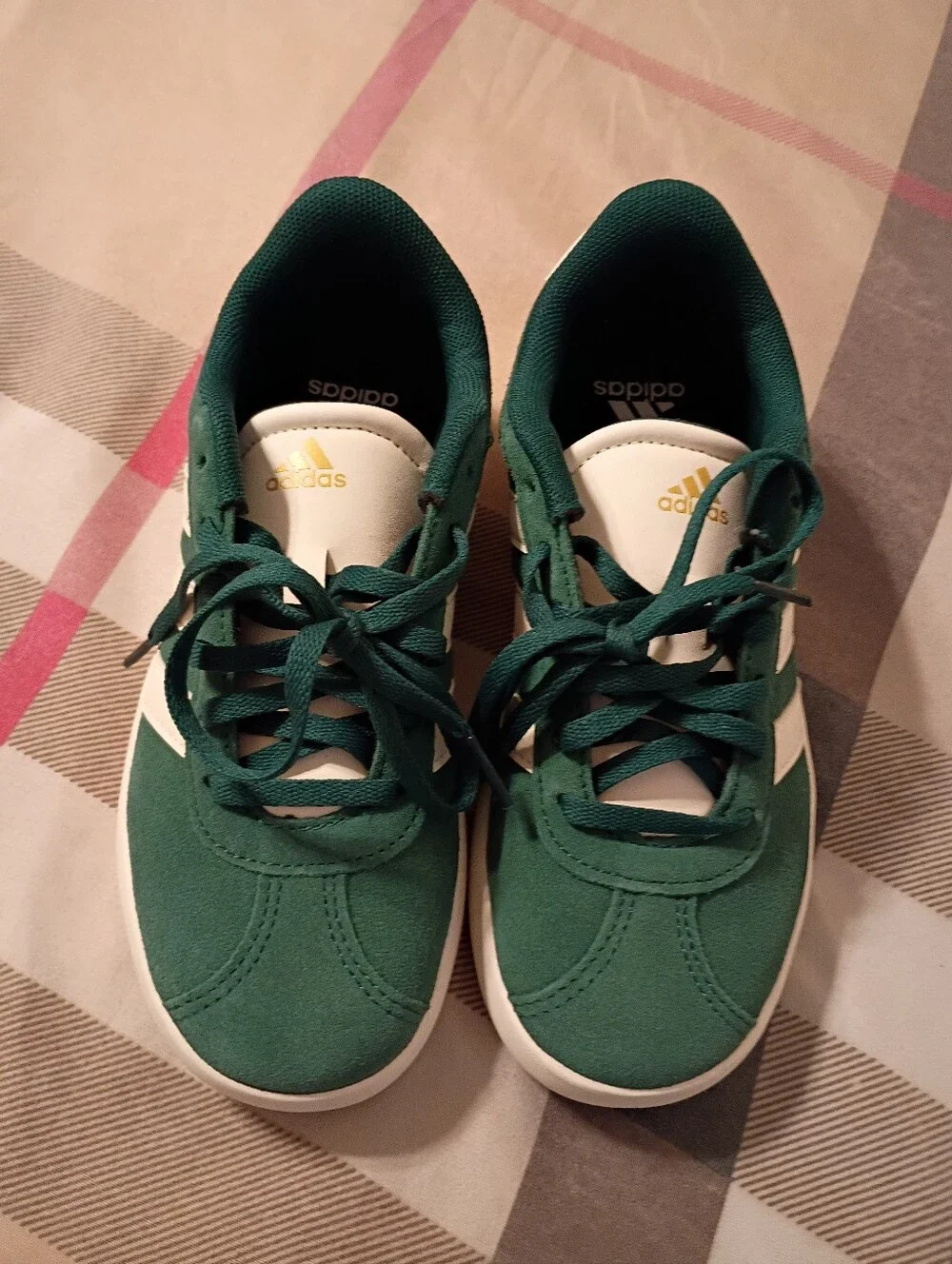 Adidas VL Court 3.0 Trainers, Green Suede Size 2 Kids